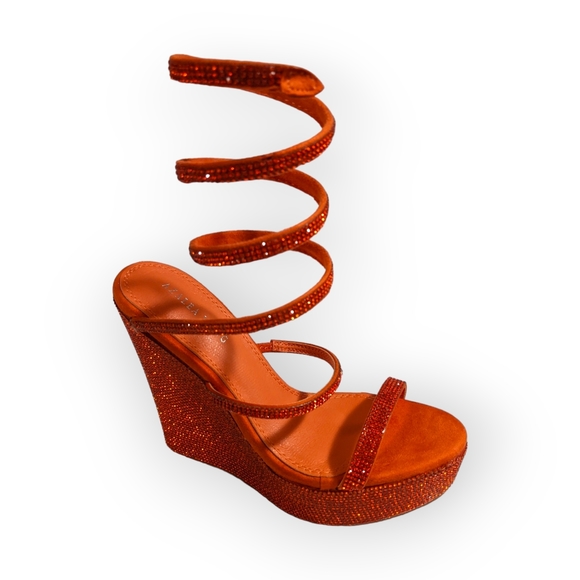 Azalea Wang Orange Cosmo Platform Wedge Sandal, 7M - Picture 5 of 13